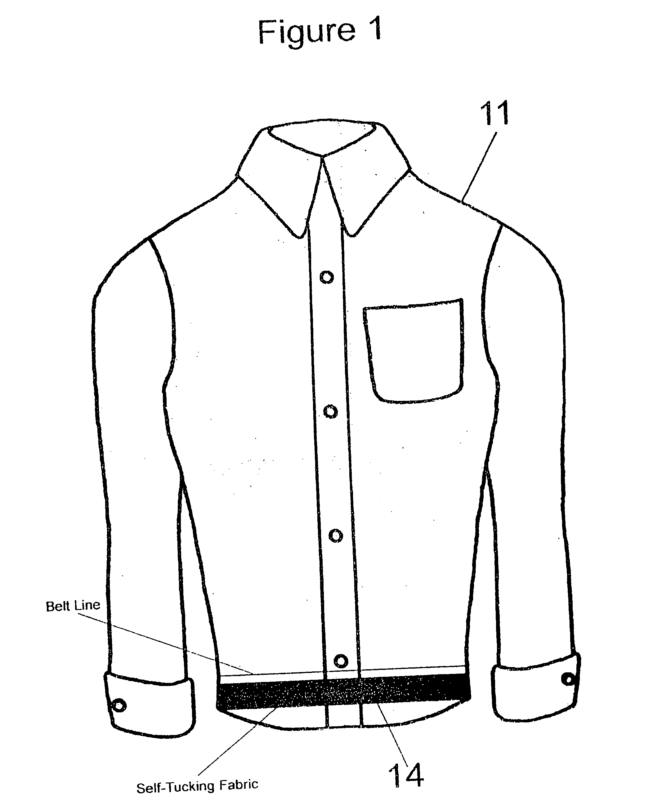 Self-tucking shirt mechanism