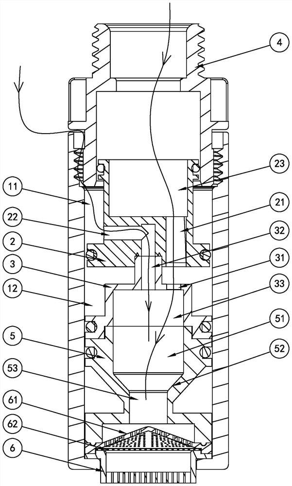 Microbubble device with multi-stage acceleration and water outlet device