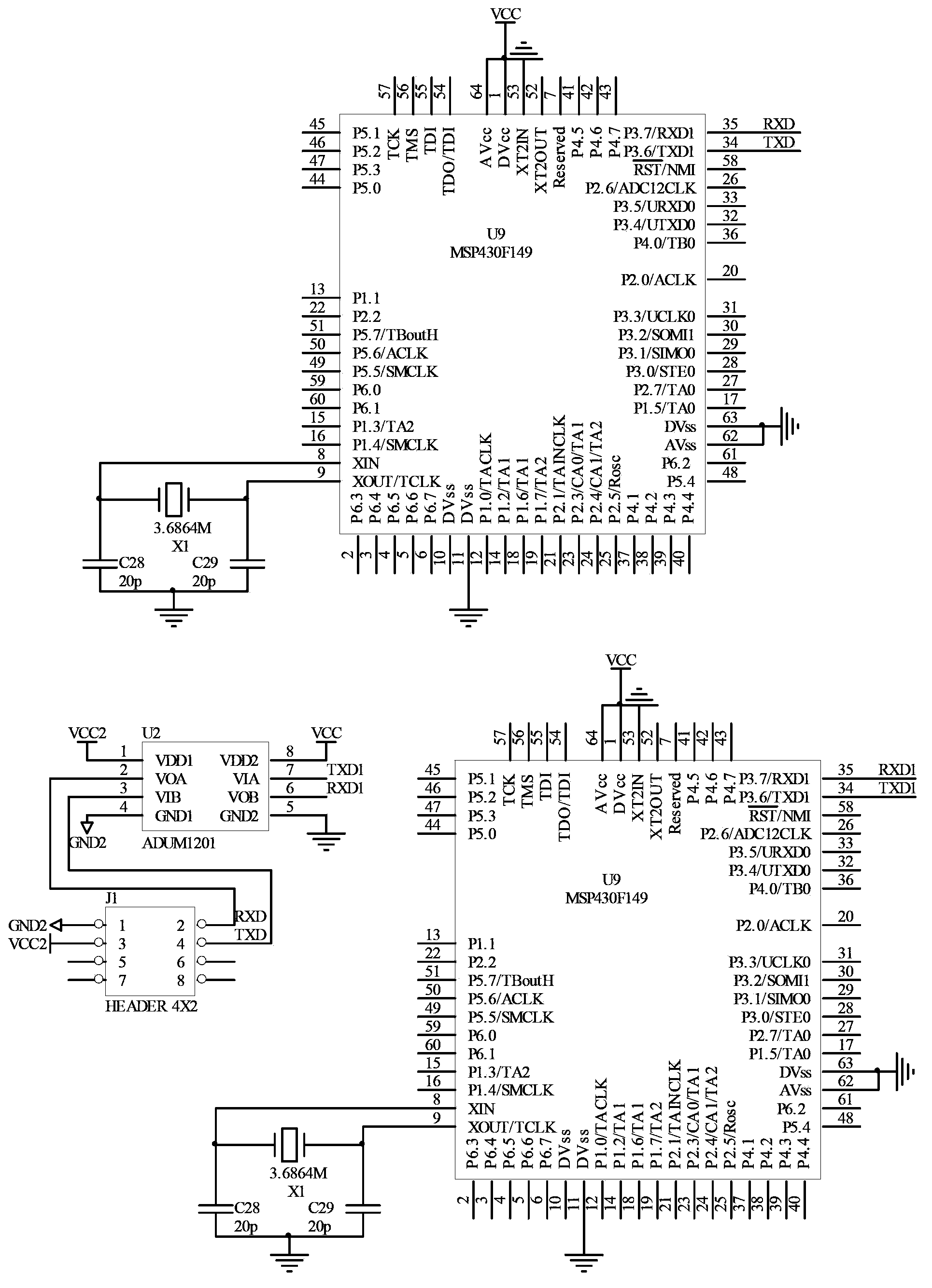 Safety-instrument data processing diagnosis circuit and method based on microcontroller redundancy technology