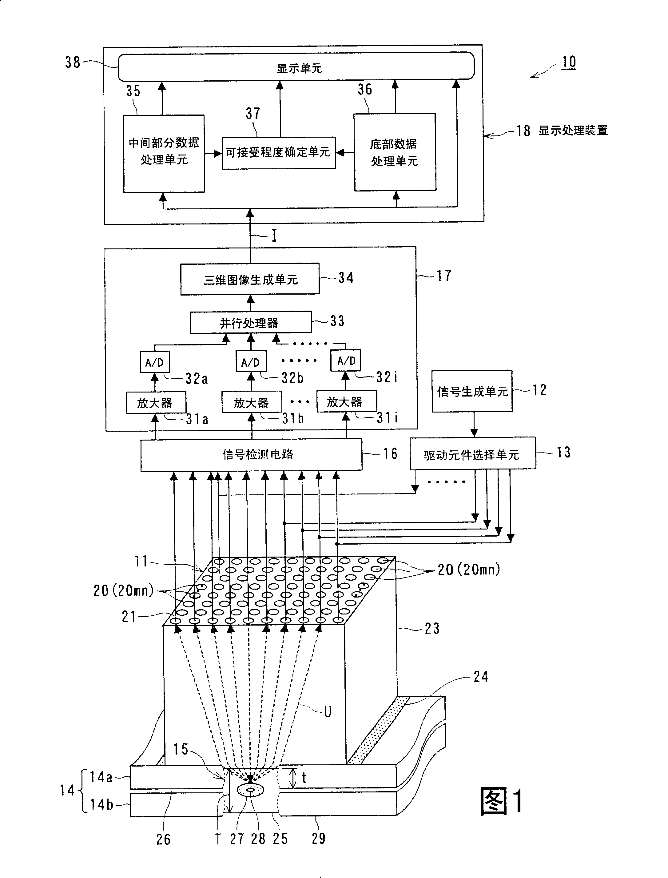 3D ultrasonographic device