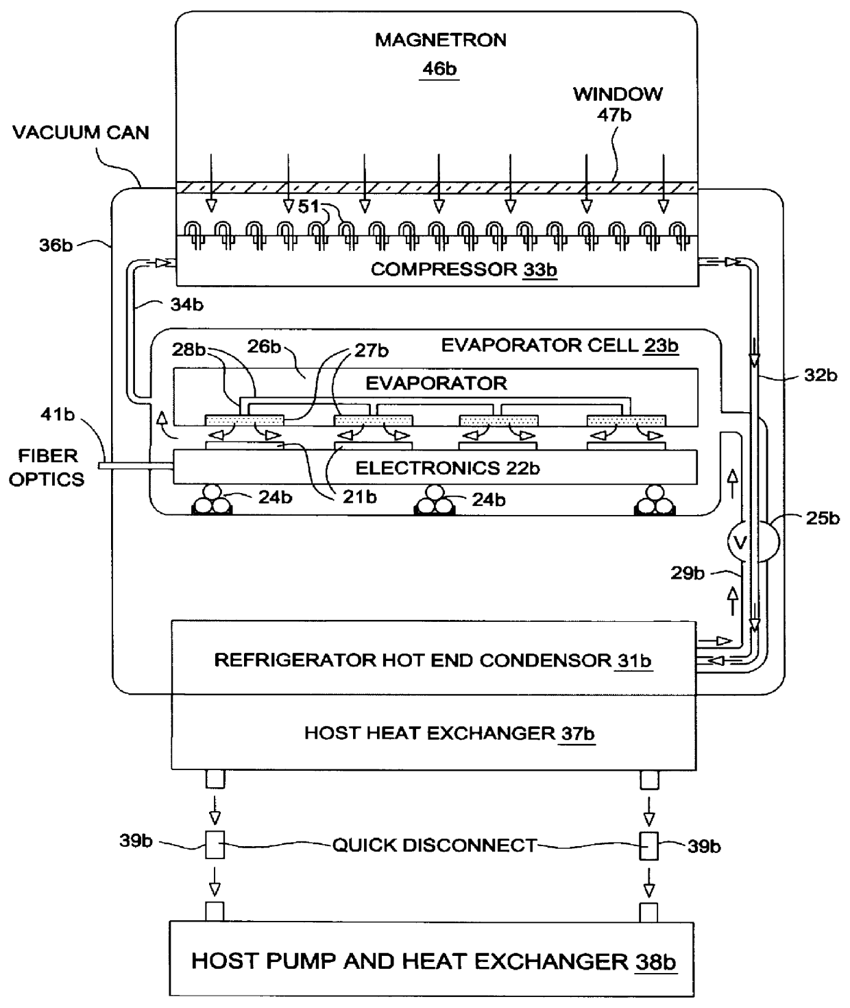 Refrigeration system for electronic components having environmental isolation