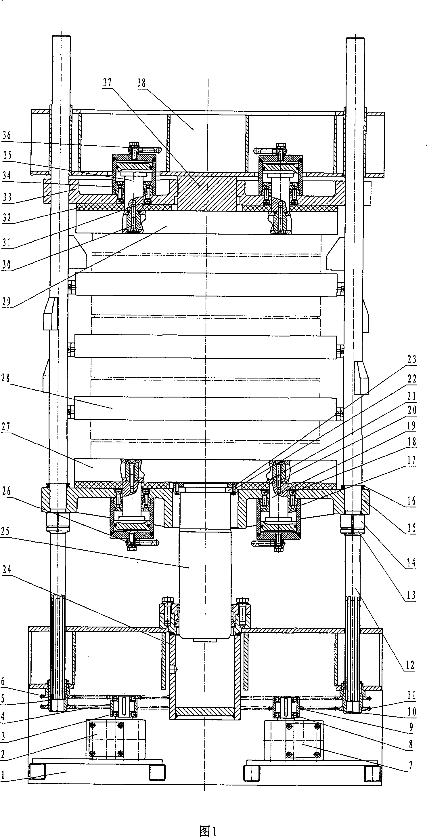 Four layers circulating type hydraulic pressure vulcanizing machine