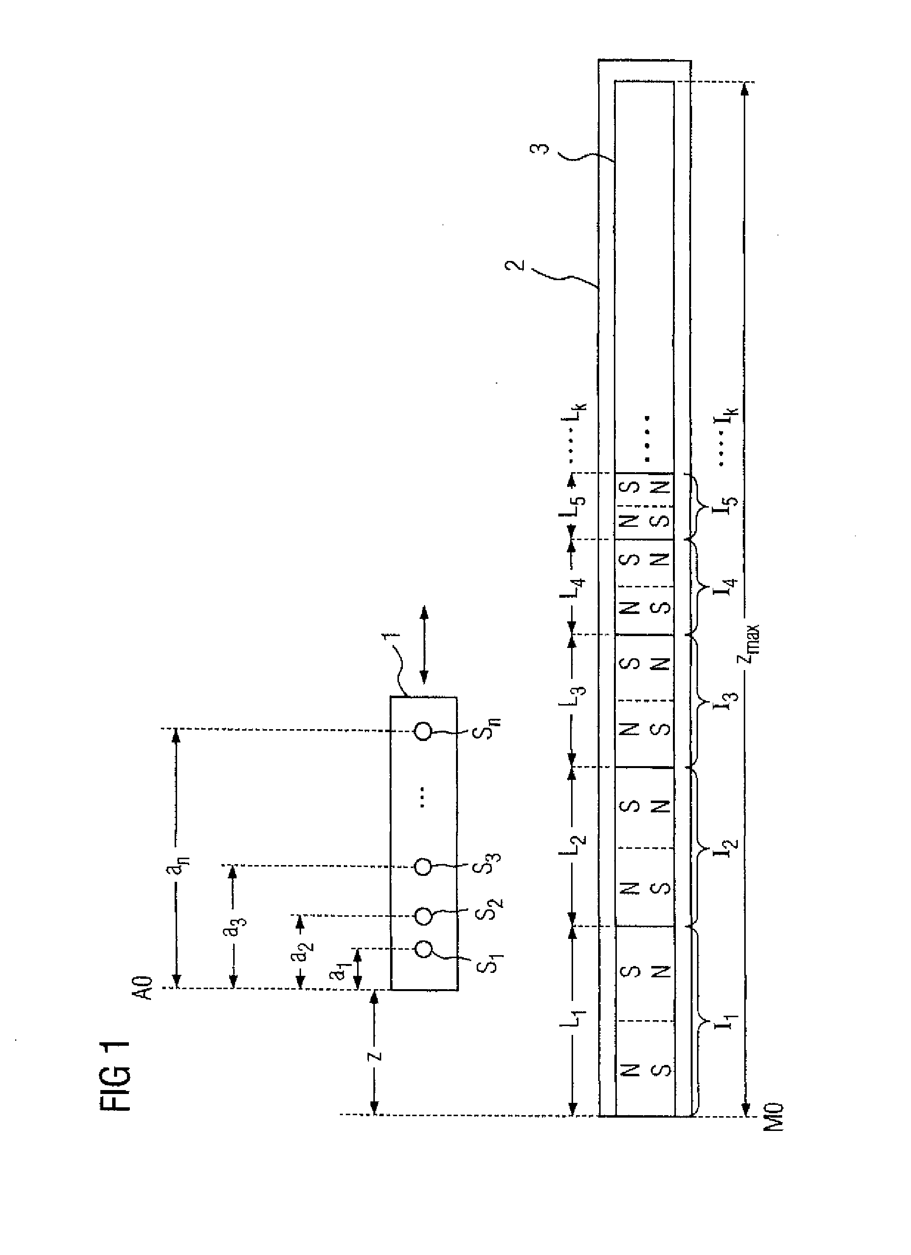 Measuring element with a track for determining a position and corresponding measuring method