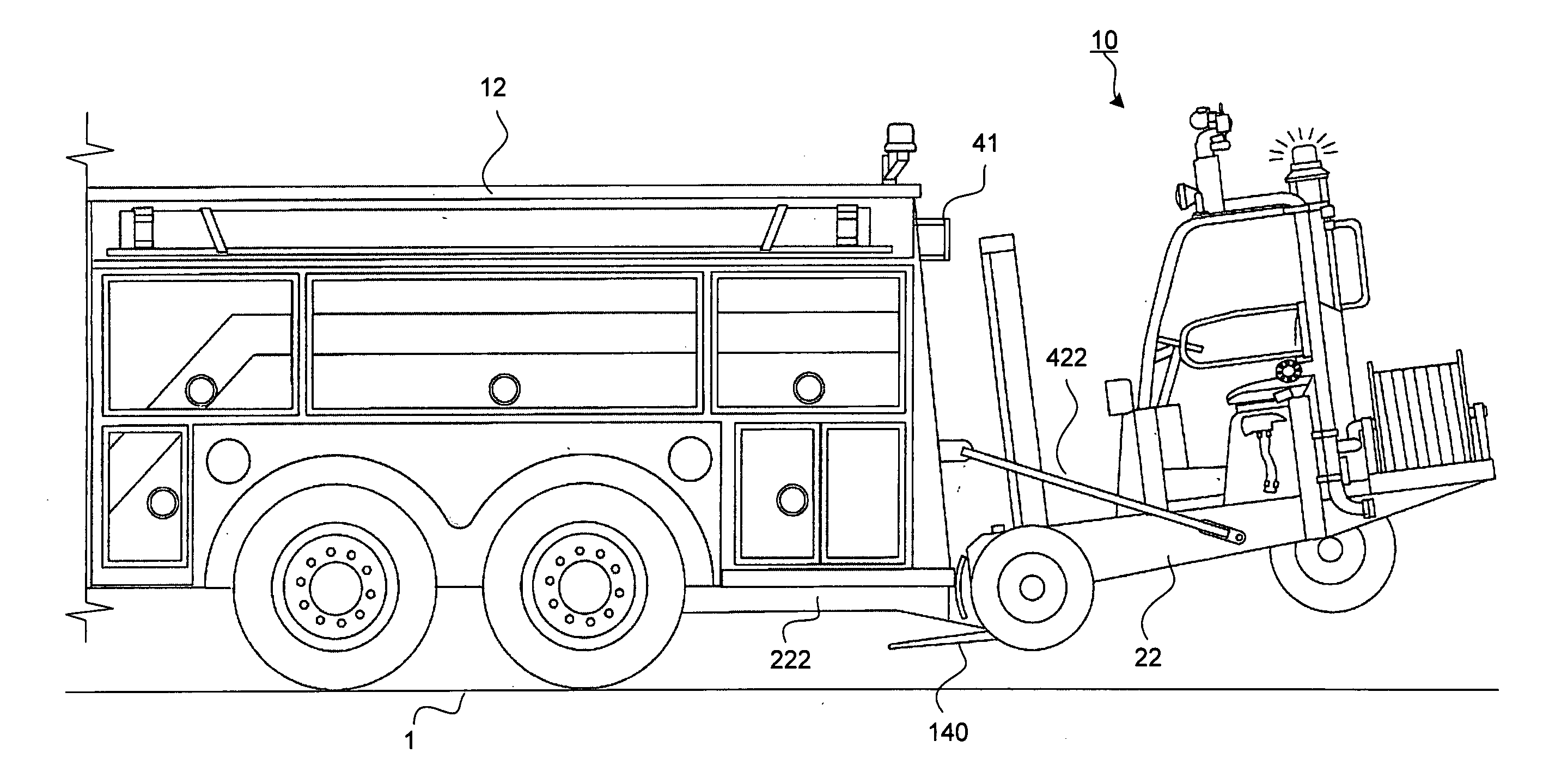 Compact mobile fire attack vehicle mountable to an emergency vehicle