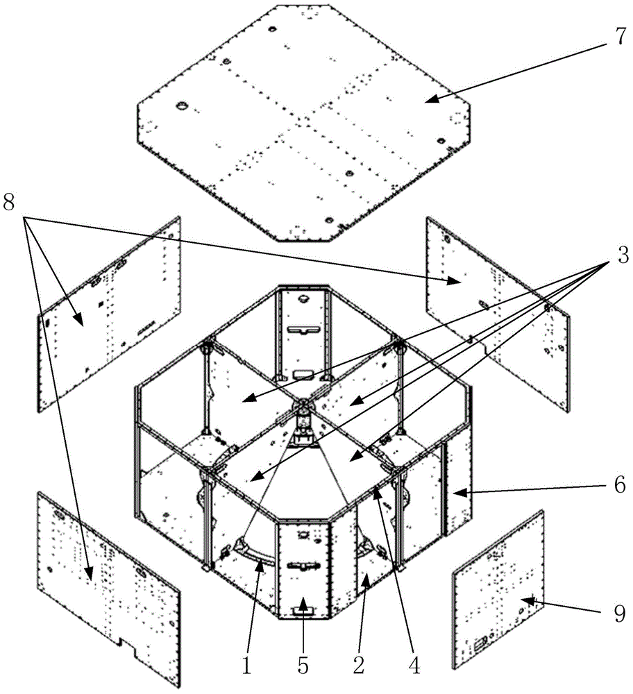 Cross bracing main structure for spacecraft