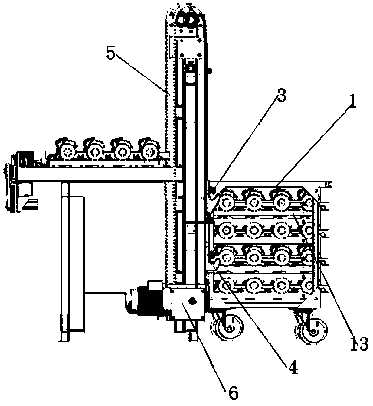 A positioning device and positioning method for a stacking material channel