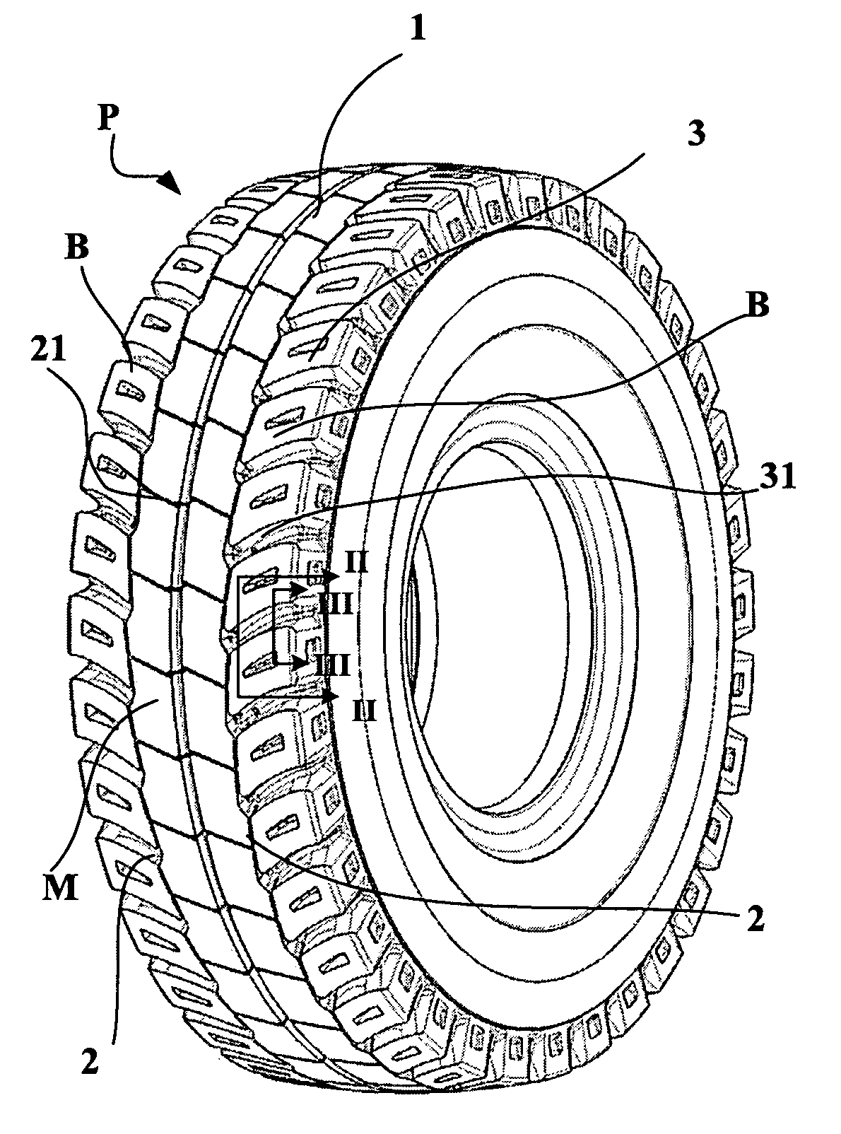 Method of mounting tires to civil engineering vehicles and associated tire