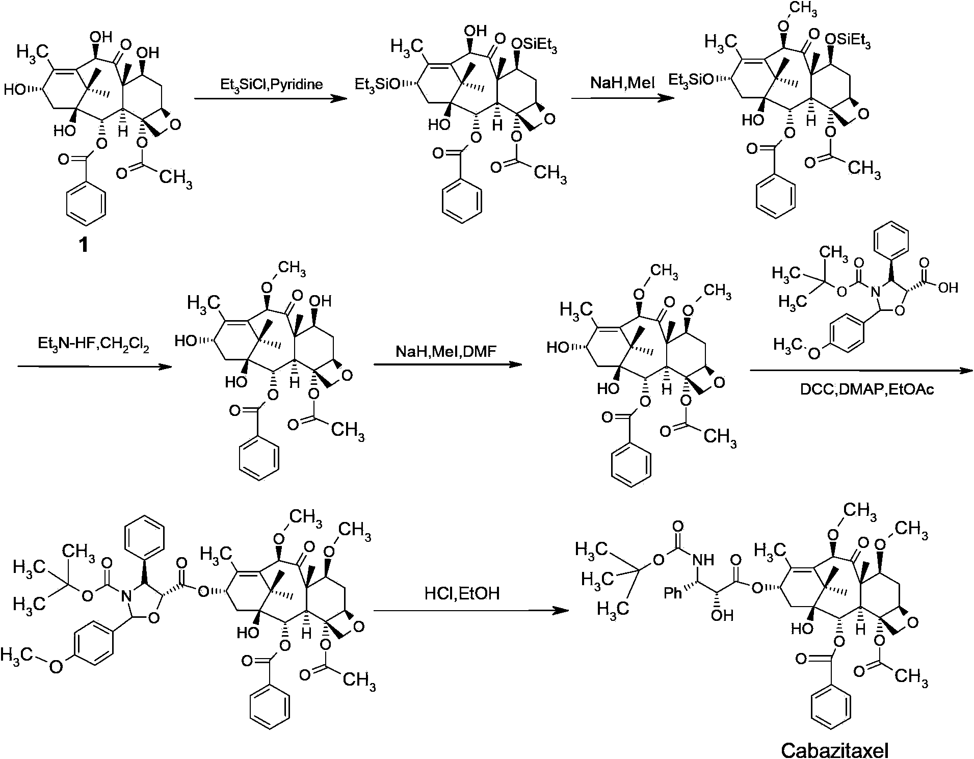 Cabazitaxel intermediate as well as preparation method and application thereof