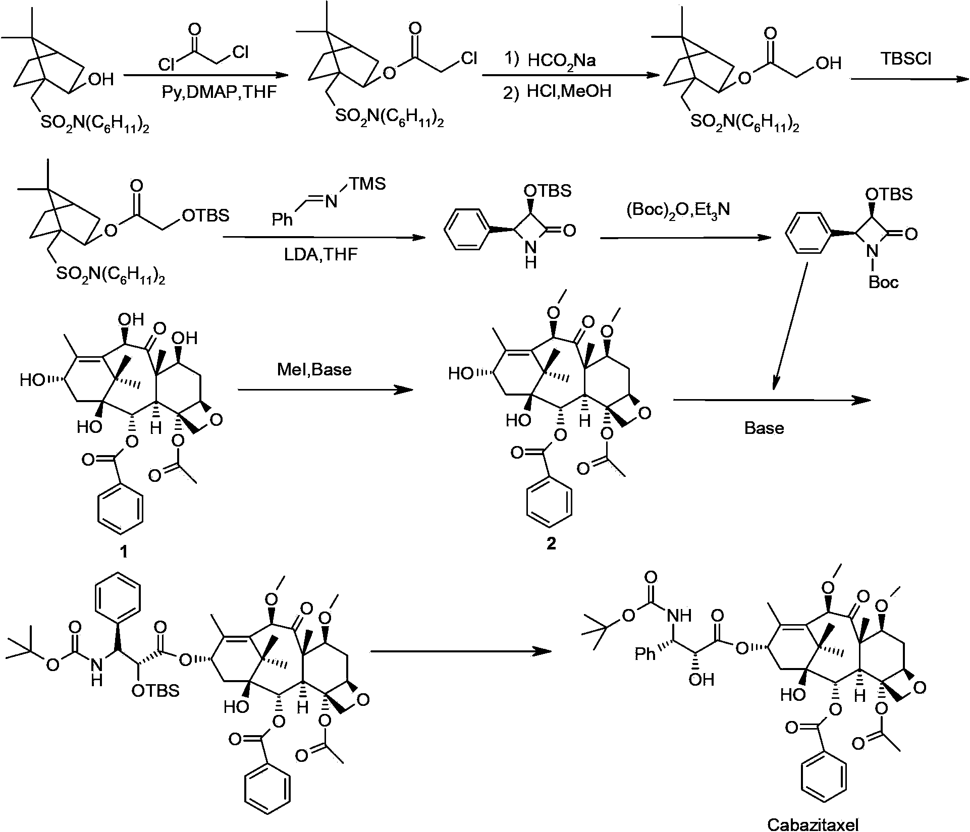 Cabazitaxel intermediate as well as preparation method and application thereof