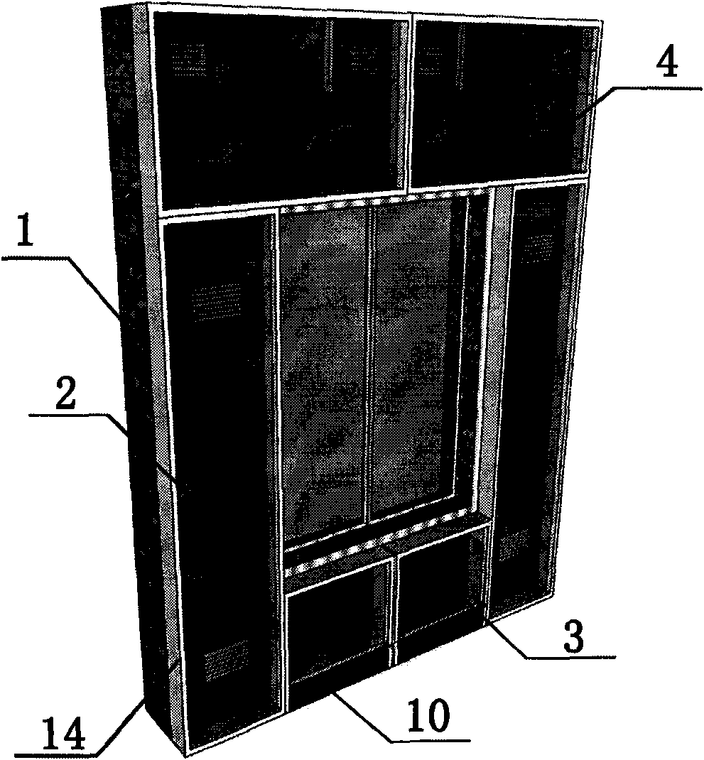 Multifunctional solar energy air heat collector combined module installed on construction integrated wall