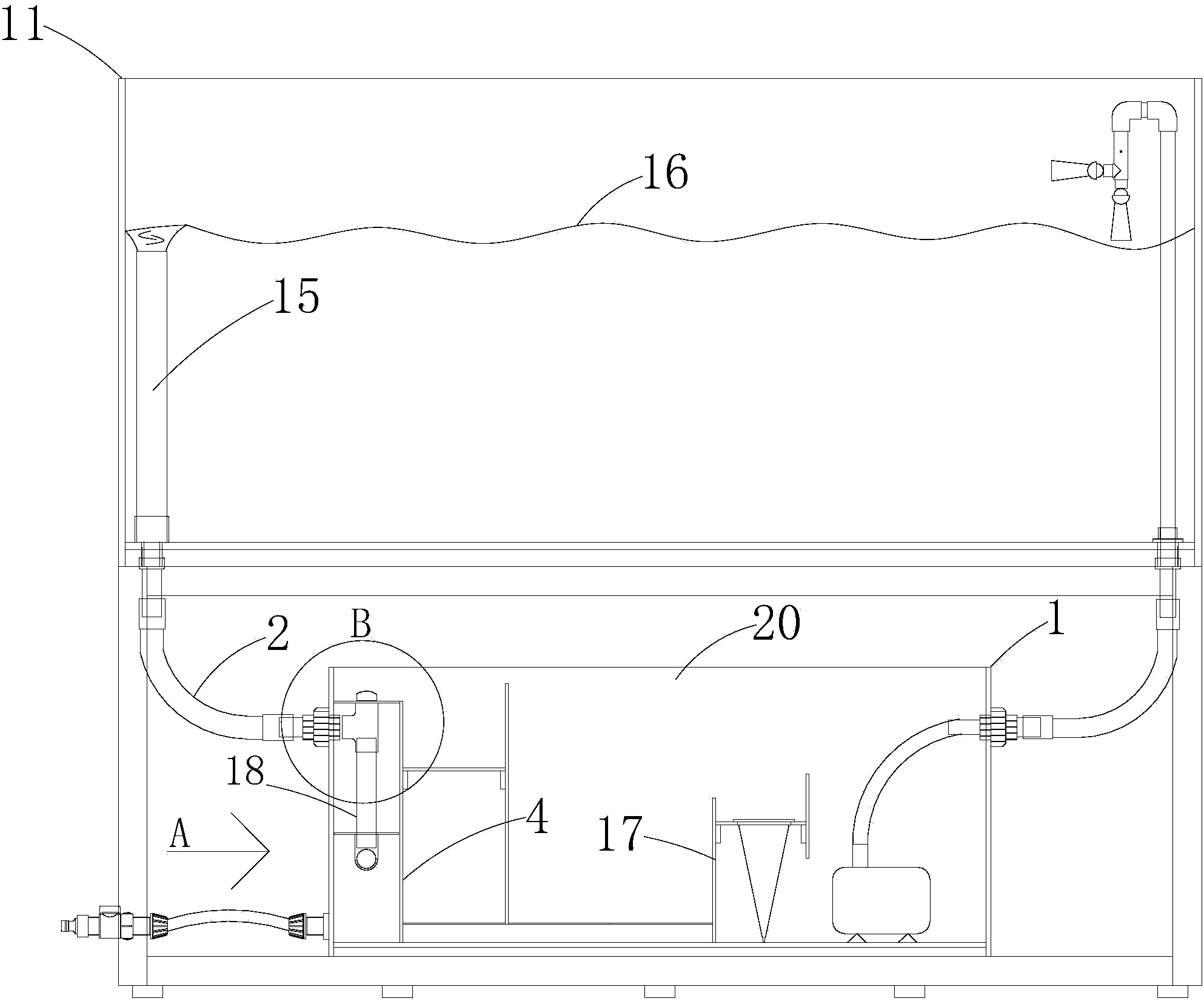 Sewage back-flushing filtering device