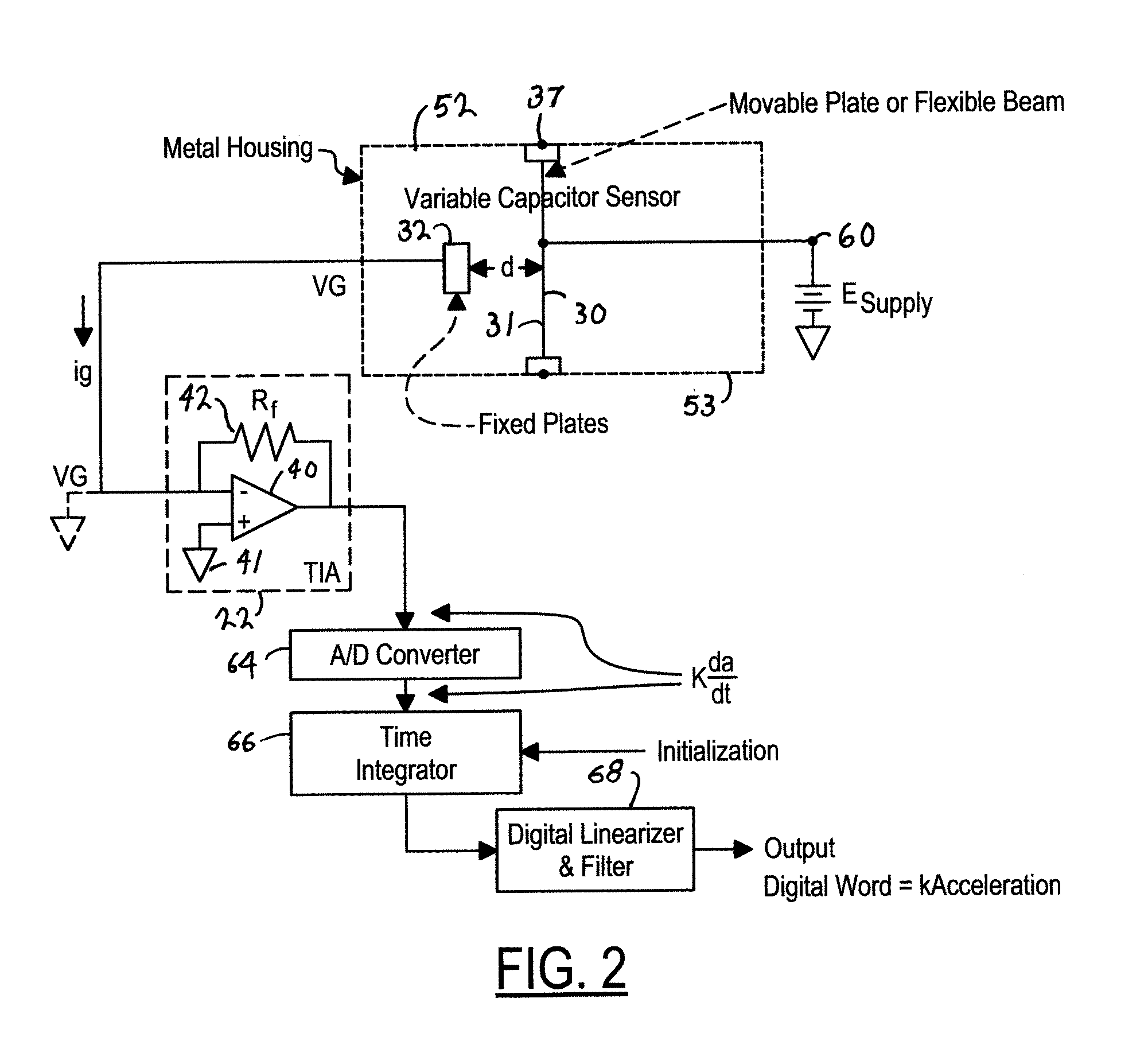 Single Plate Capacitive Acceleration Derivative Detector