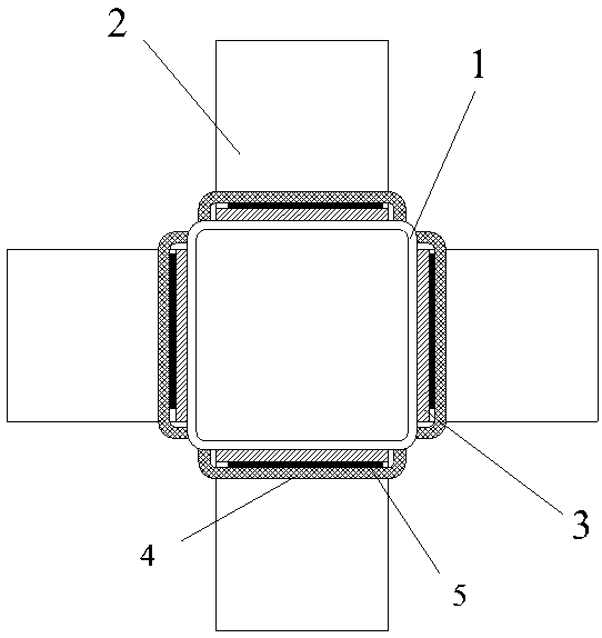 Slot-assembled steel pipe column and steel beam connection node and its construction method