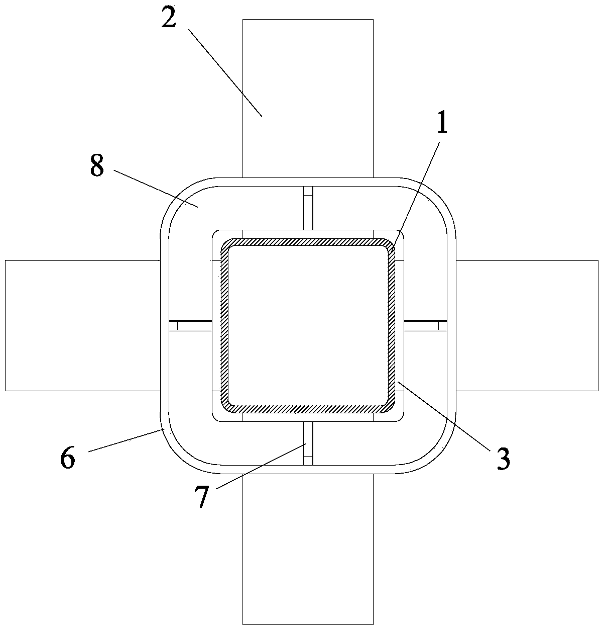 Slot-assembled steel pipe column and steel beam connection node and its construction method