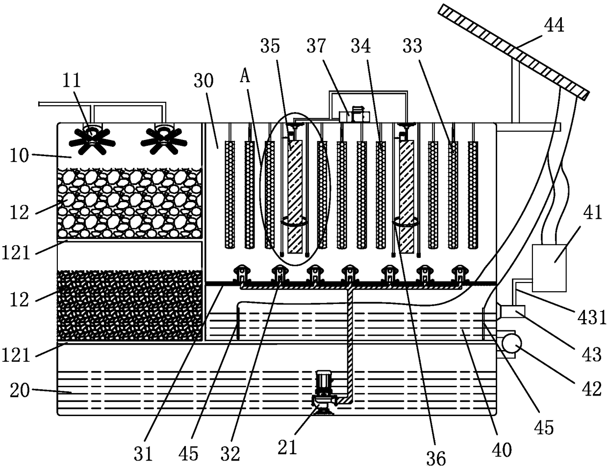 Domestic sewage treatment device and method for treating sewage by utilizing same