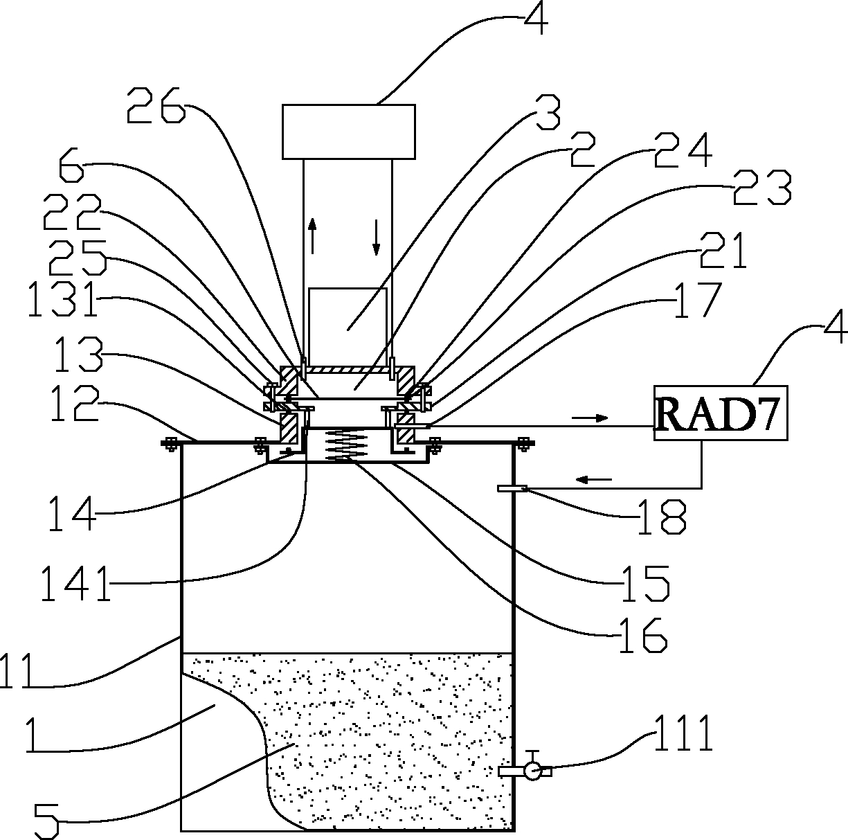 Radon resisting property detecting device and manufacturing method of test sample