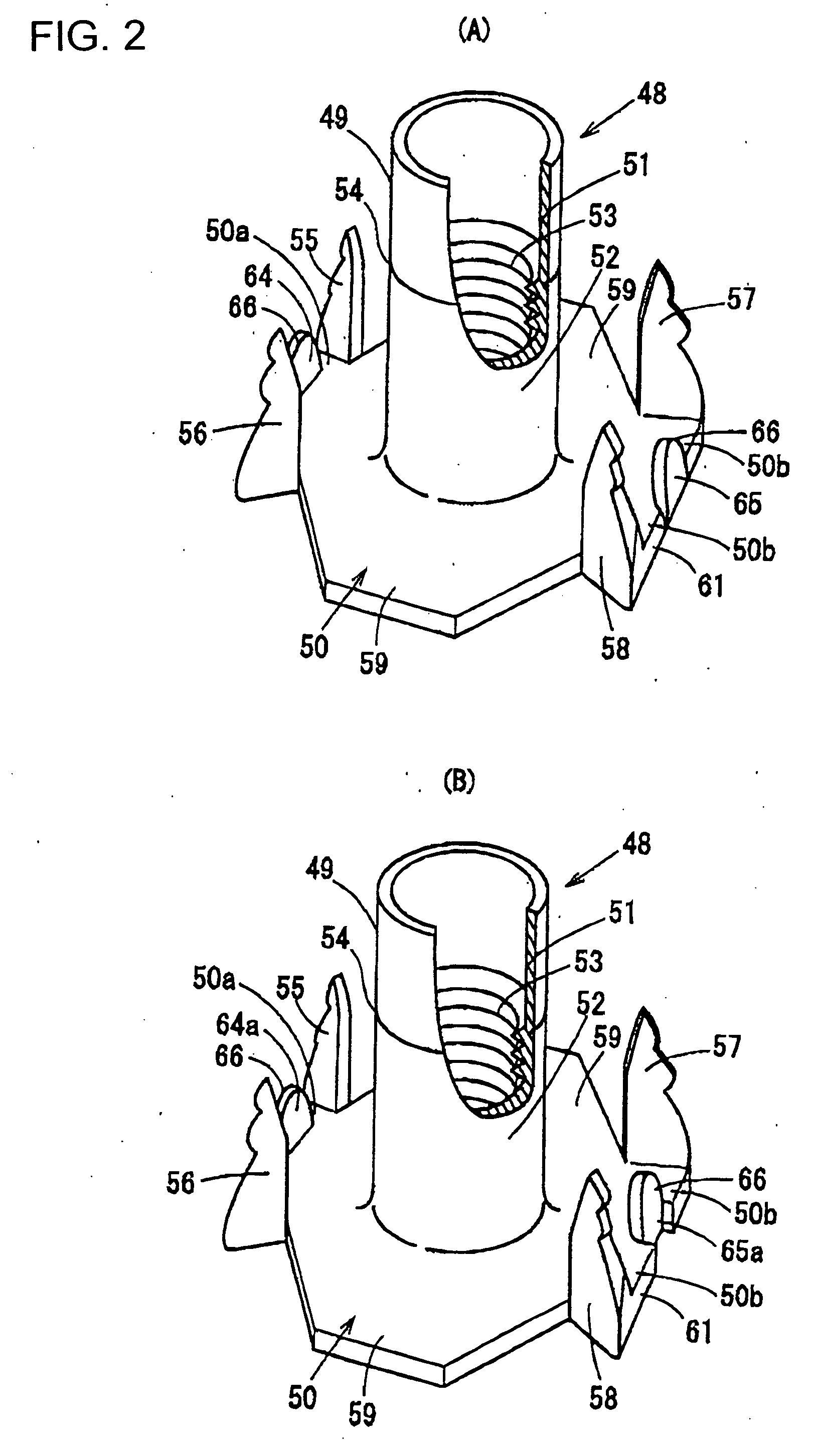 T-nut for hopper feeding having a projection