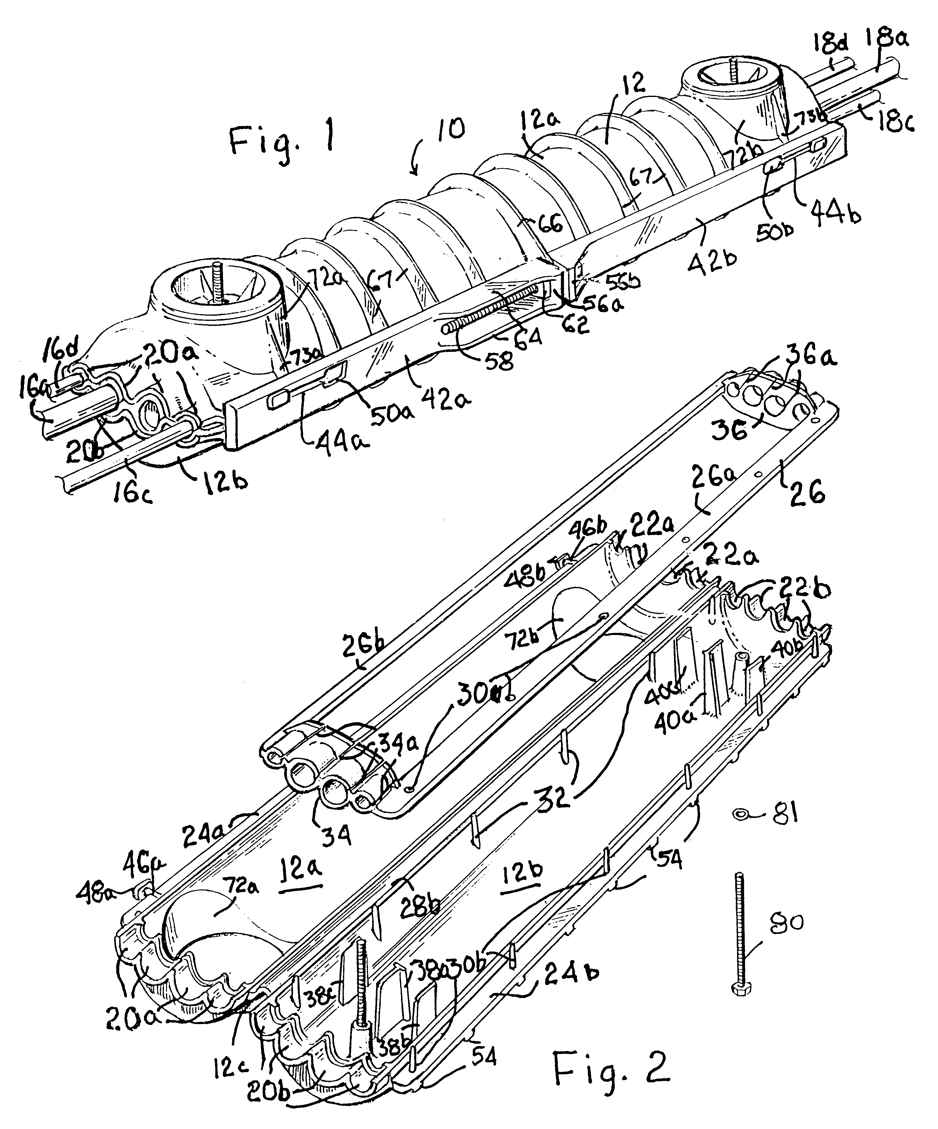 Housing for telephone splices and the like and method