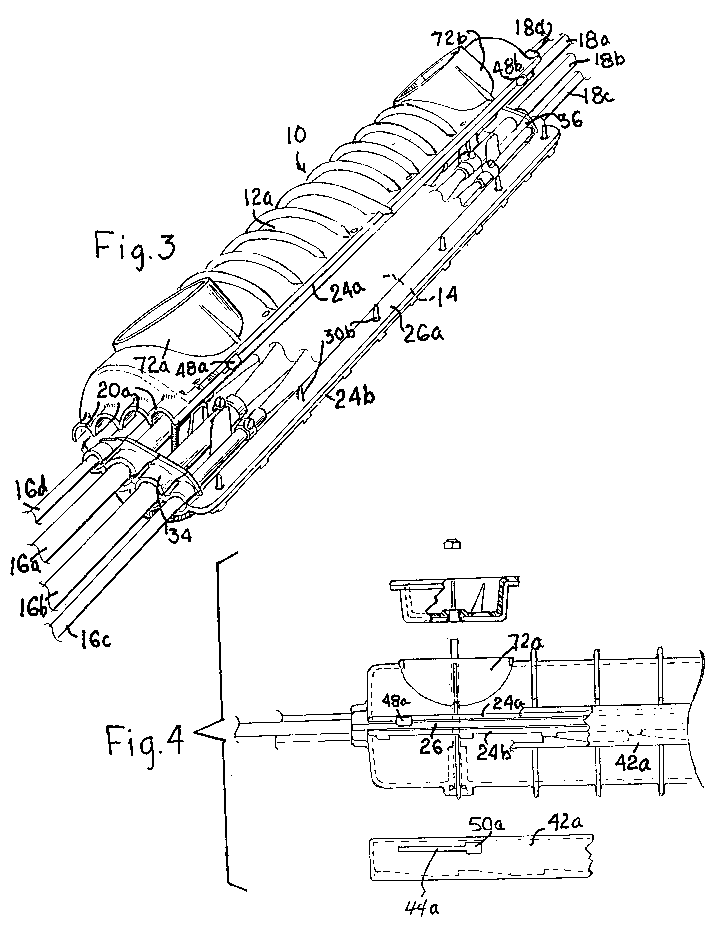 Housing for telephone splices and the like and method