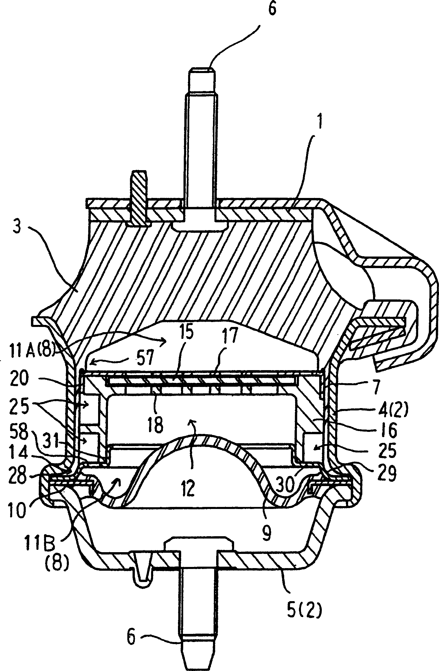 Liquid sealing type vibration control device