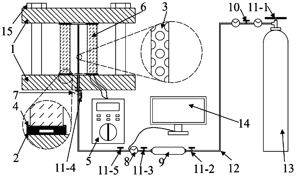 Device and method for testing radial permeability of concrete gas