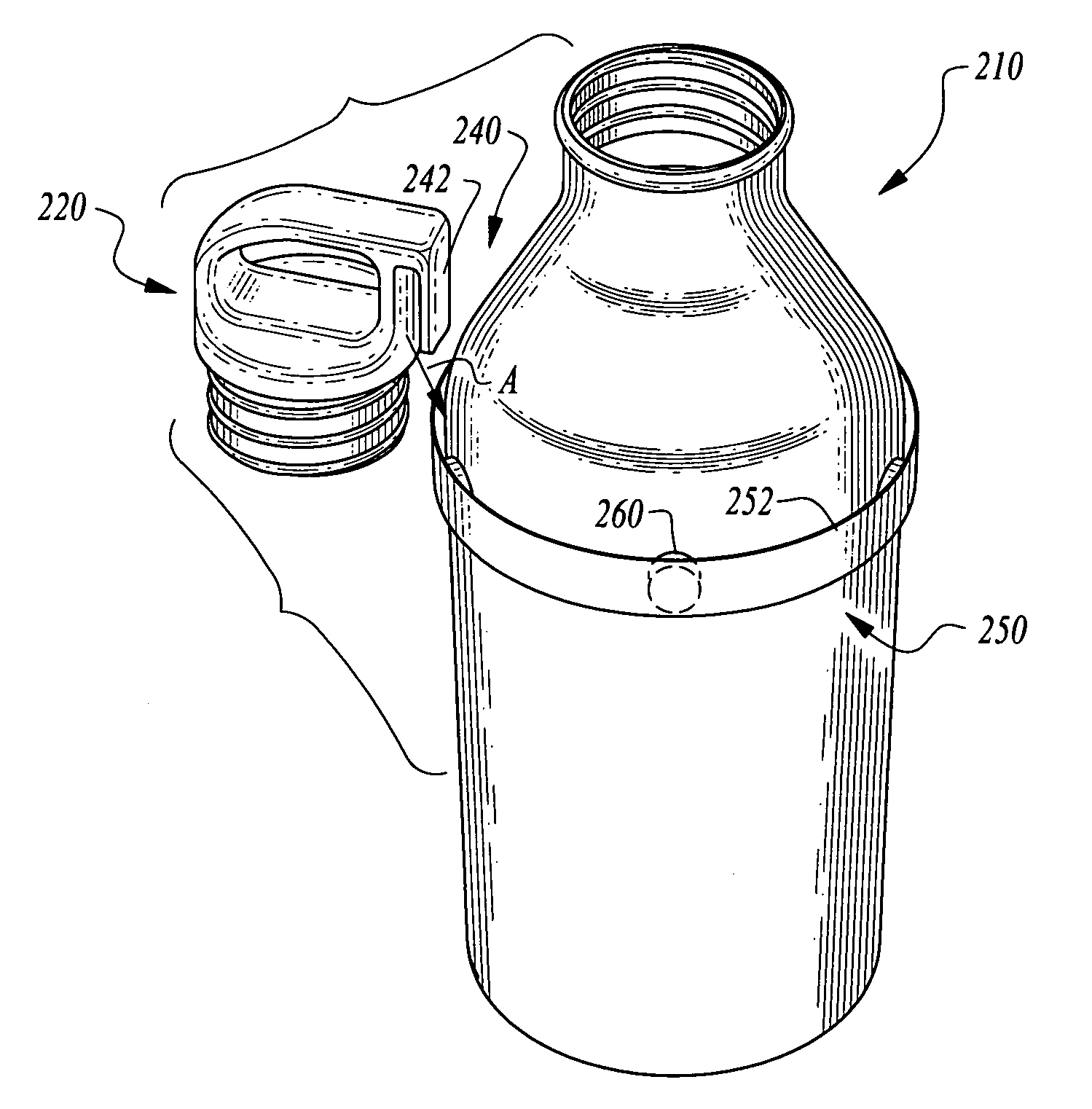 Lid retainer for drinking bottle