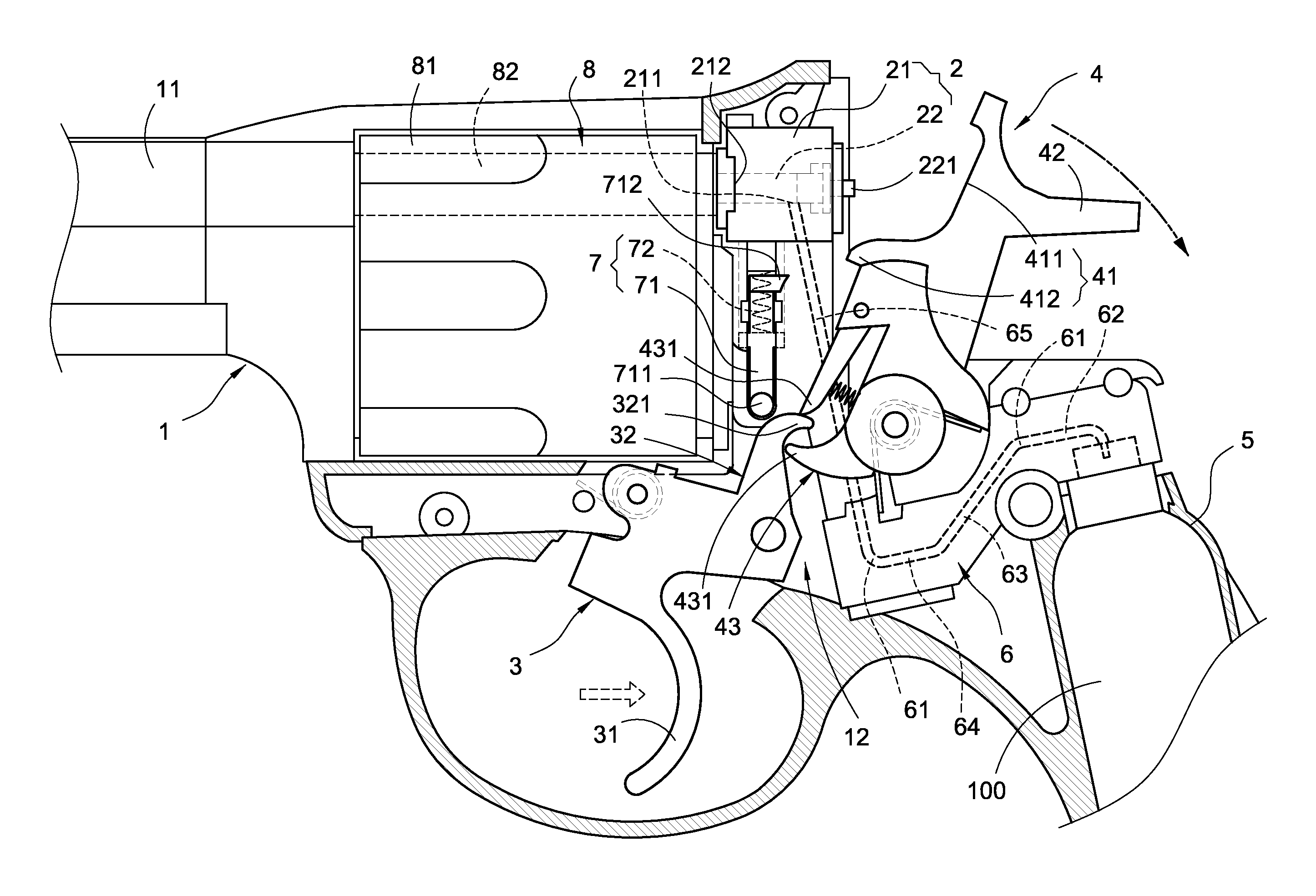 Air-powered gun with air-storage extension tube