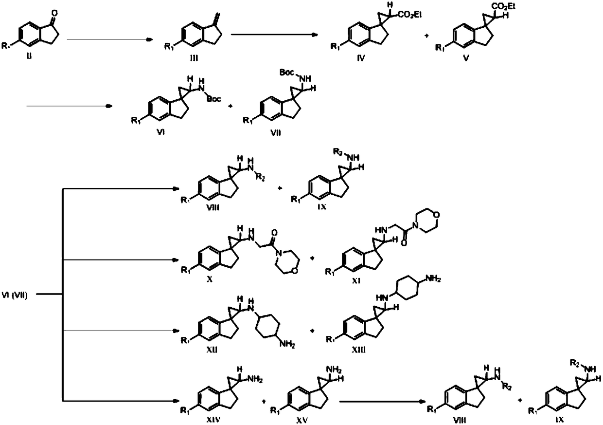 2',3'-dihydrospiro[cyclopropane-1,1'-indene]-2-amine derivative as well as preparation method and application thereof