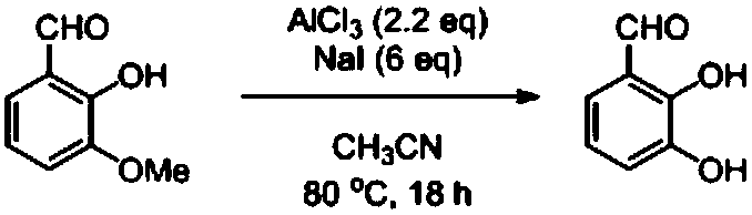 Method for preparing 2,3-dihydroxybenzaldehyde by removing methyl of o-vanillin