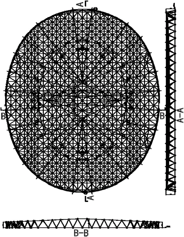 Construction method for roof steel grid frame