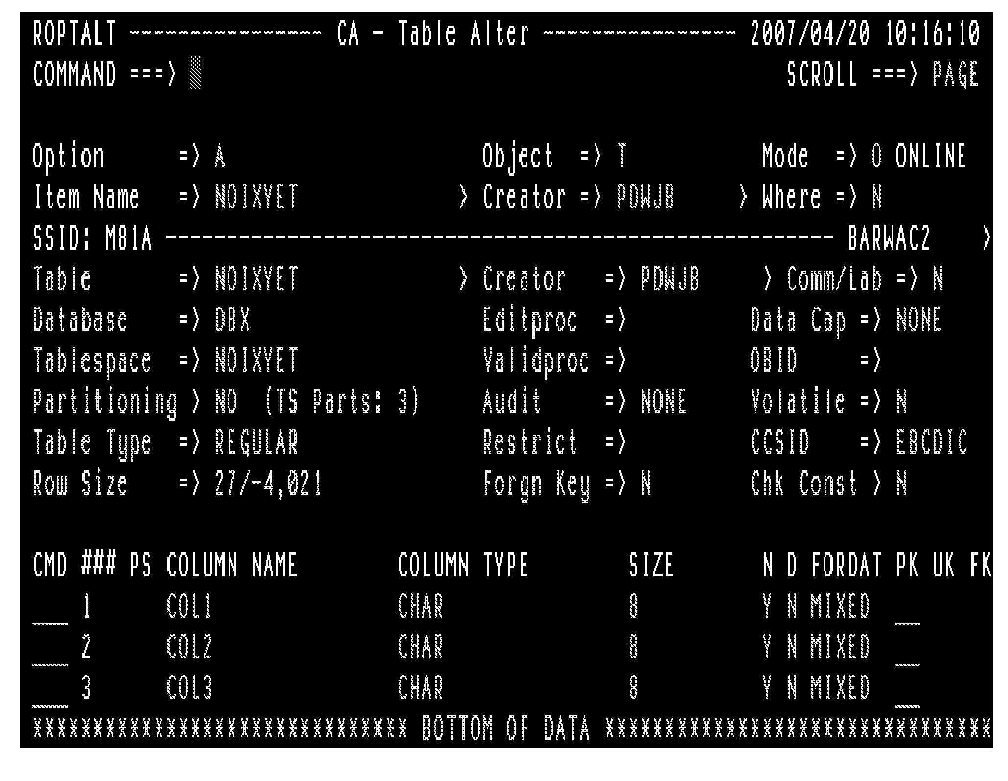 Method and apparatus to facilitate the creating and altering of index objects on tables