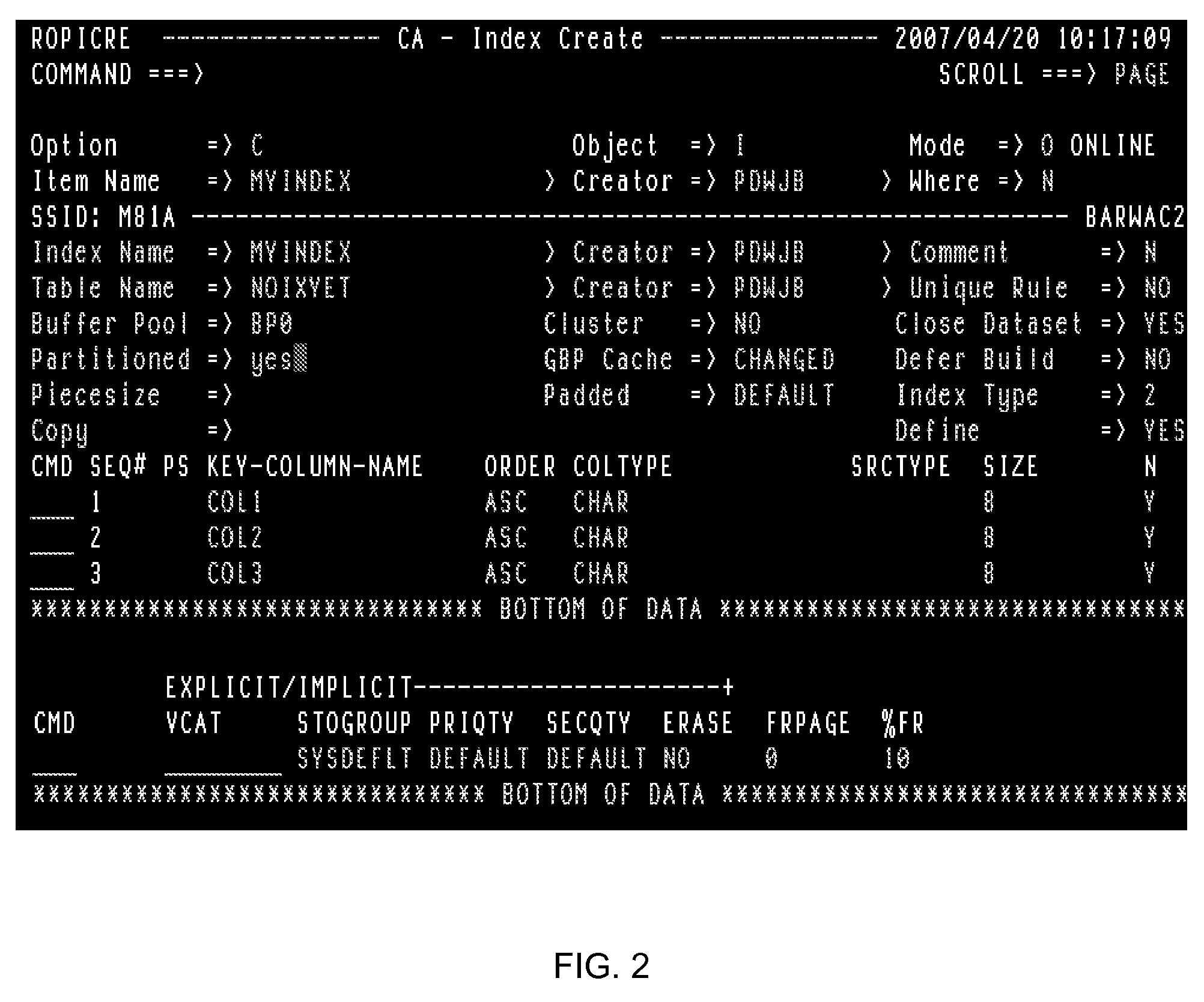 Method and apparatus to facilitate the creating and altering of index objects on tables