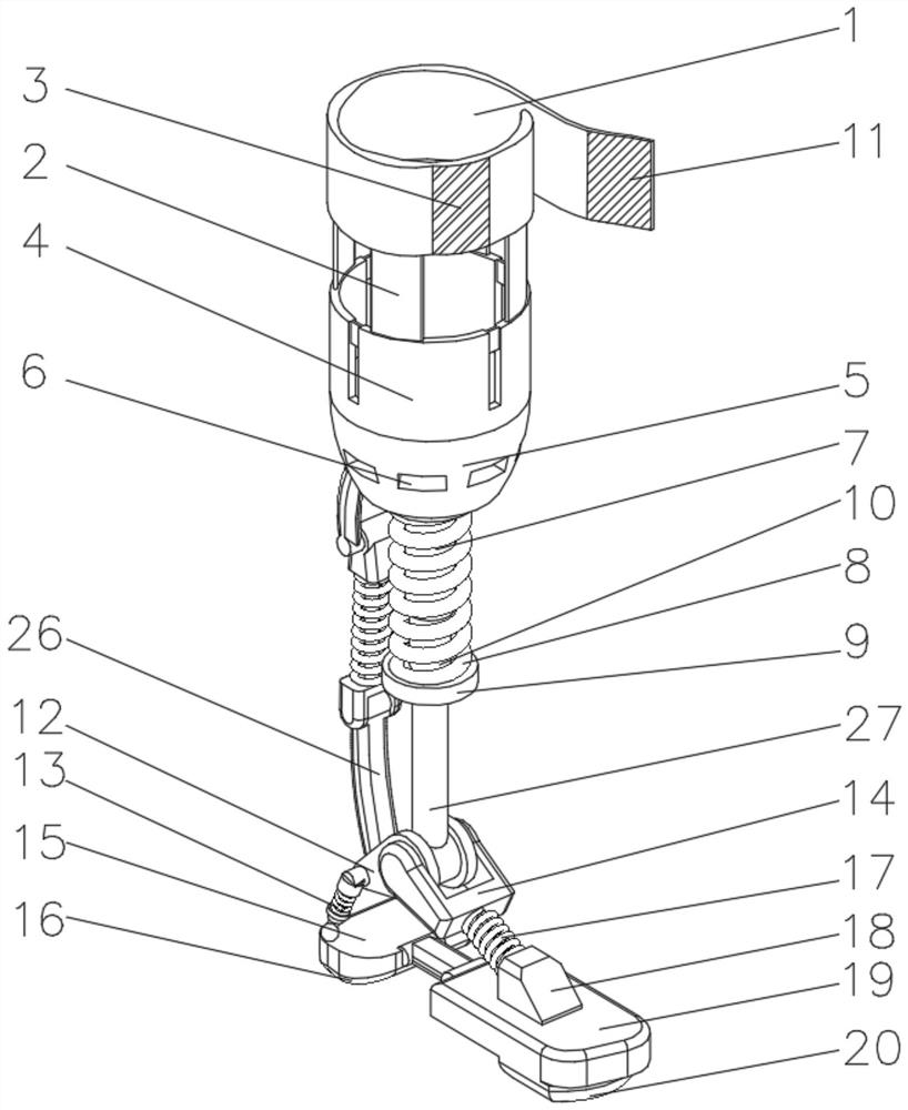 Foot-imitating artificial shank with elastic shock absorption and heat dissipation functions