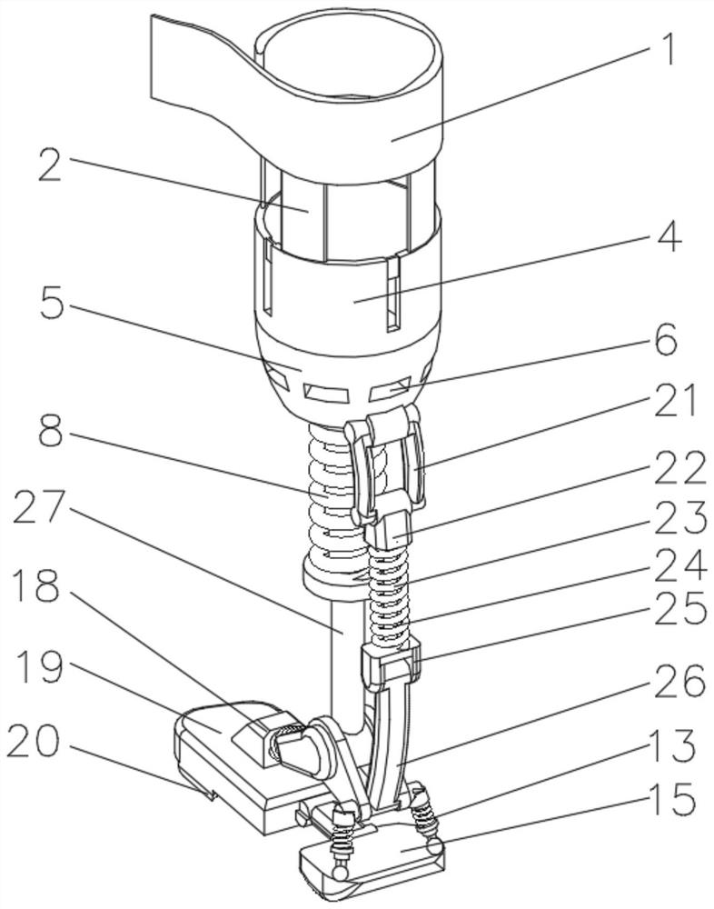 Foot-imitating artificial shank with elastic shock absorption and heat dissipation functions