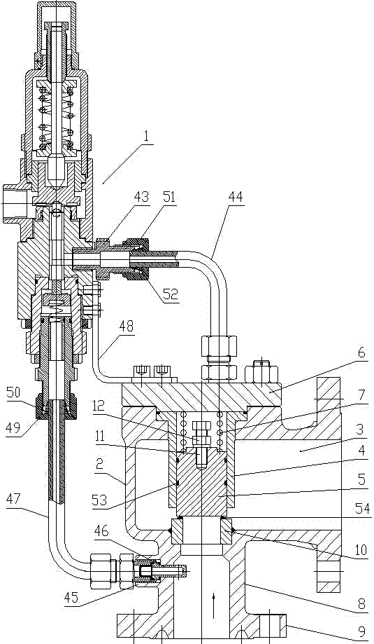 Pilot-operated safety valve with split structure of the lower disc of the pilot valve