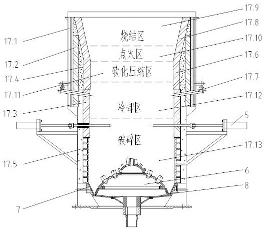 Blowing-type sintering waste heat recovery and agglomeration device and method