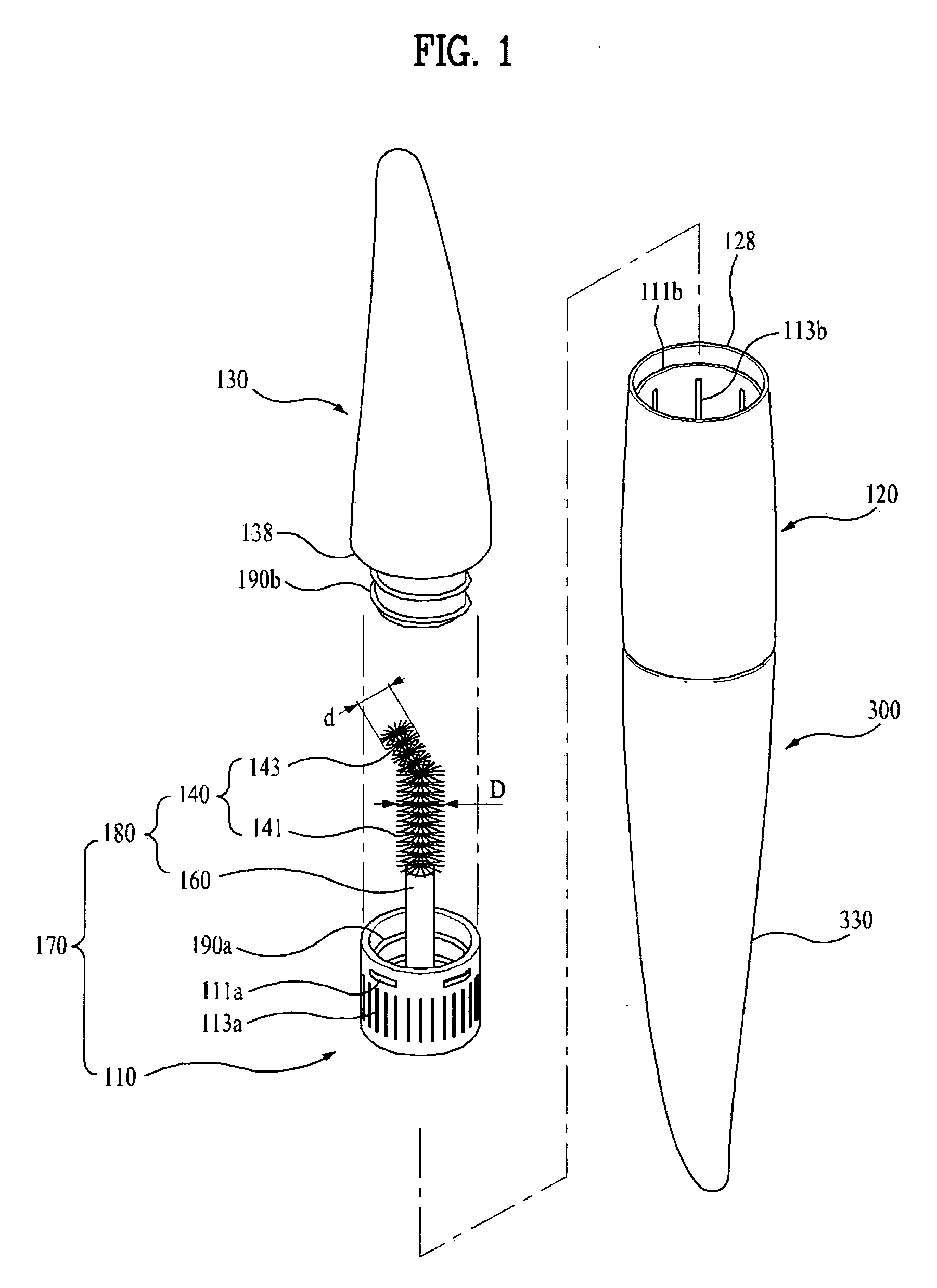 Makeup applicator and cosmetics in use with the applicator