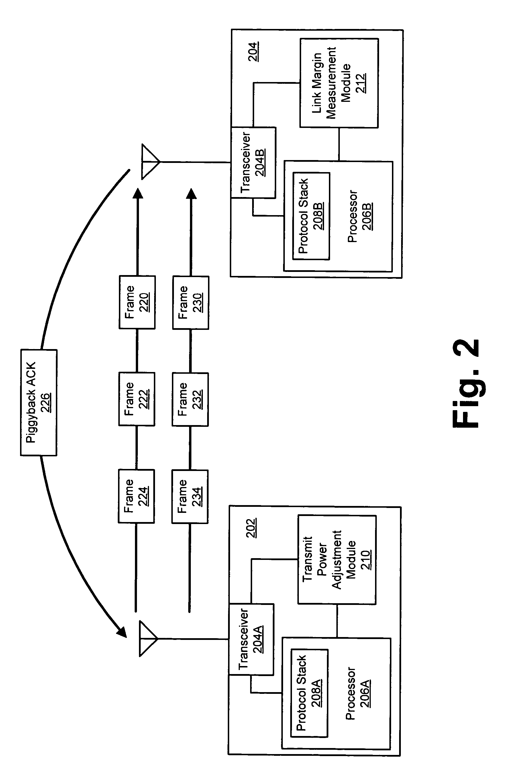 Link margin notification using return frame