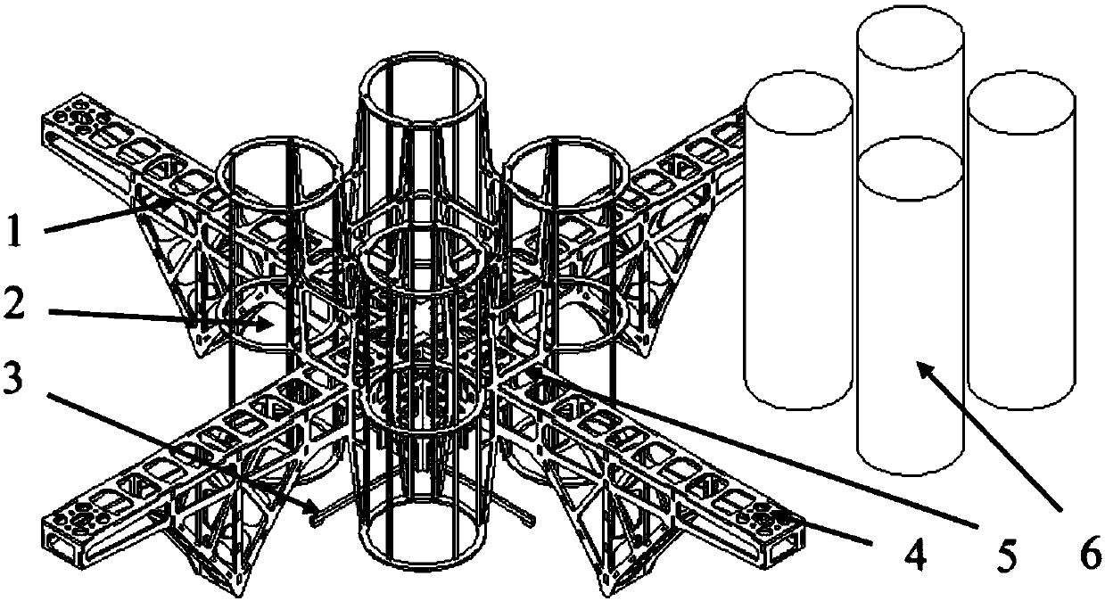 Multi-bin type minitype container quadrotor transporting unmanned aerial vehicle