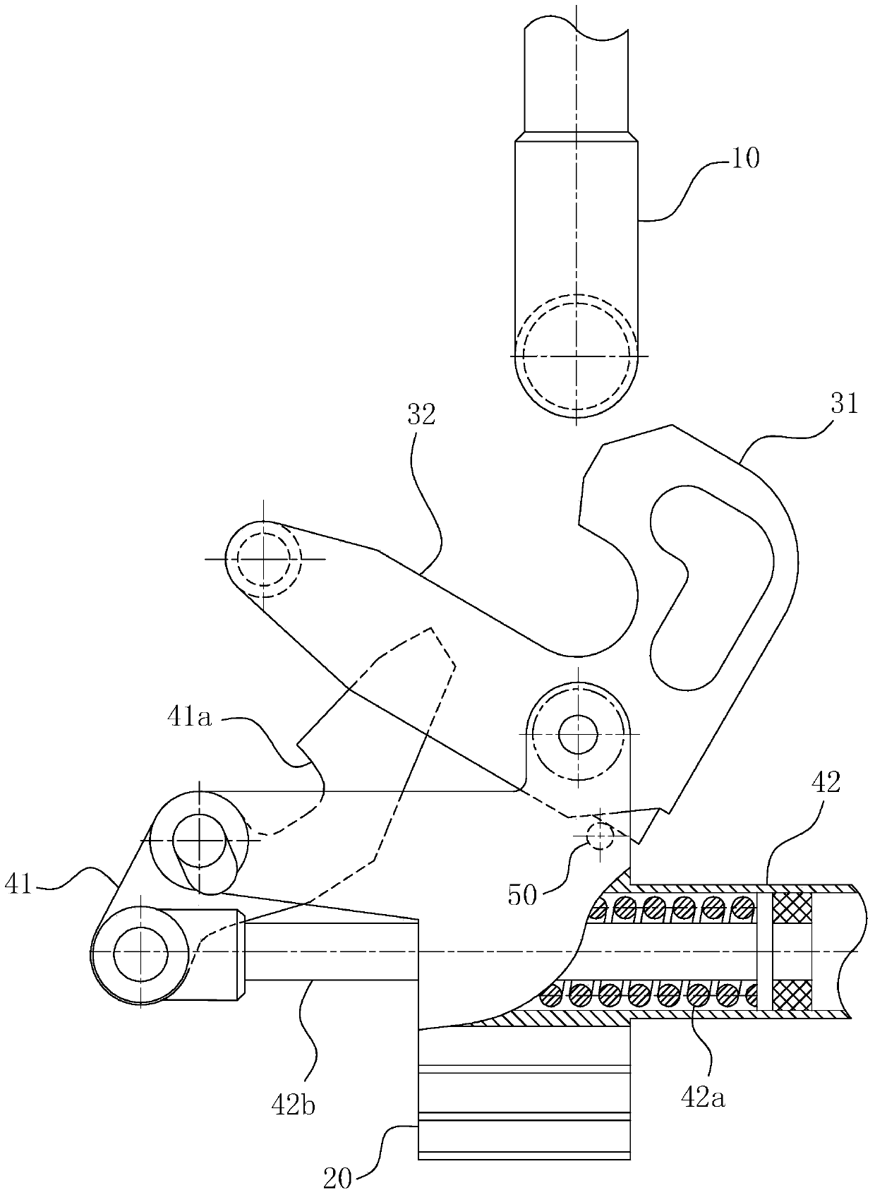 An integrated device for follow-up locking and automatic unlocking