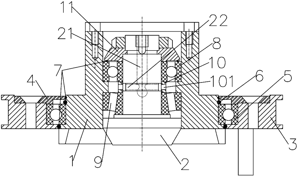 Fixed centre structure of cage winch