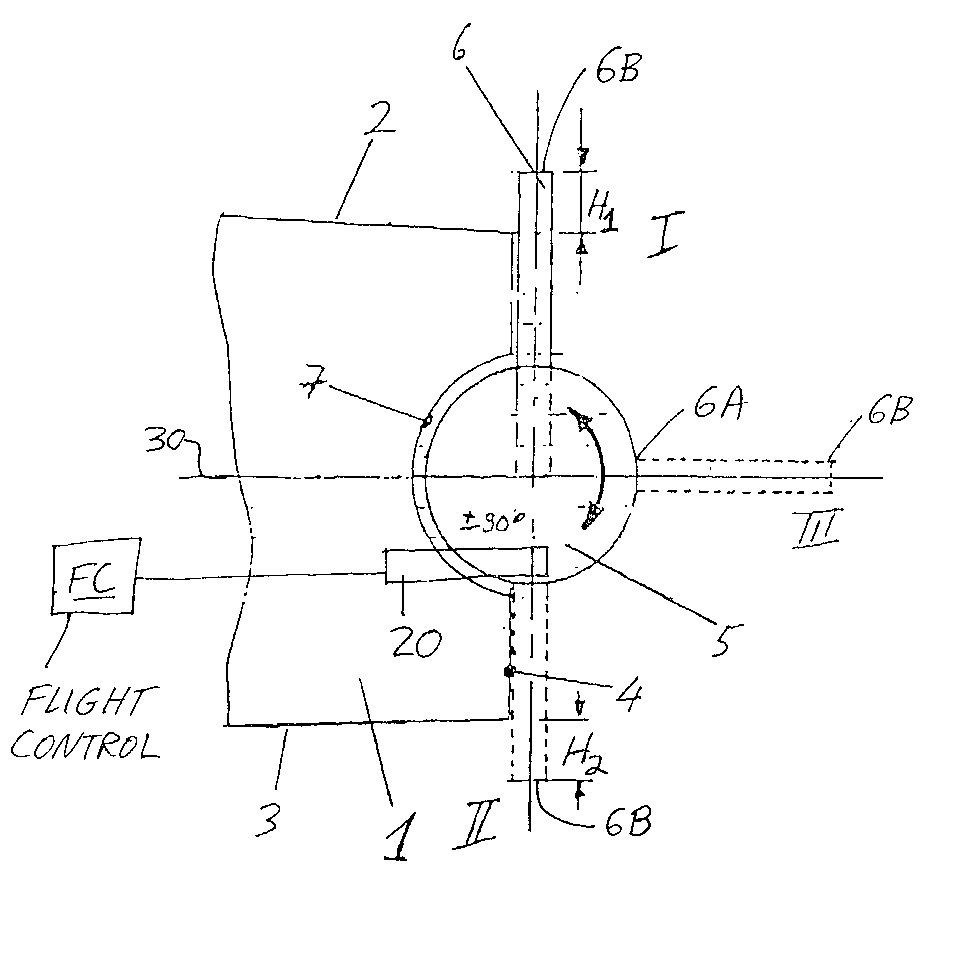 Flap arrangement for varying the aerodynamic lift generated by an aerodynamic element of an aircraft