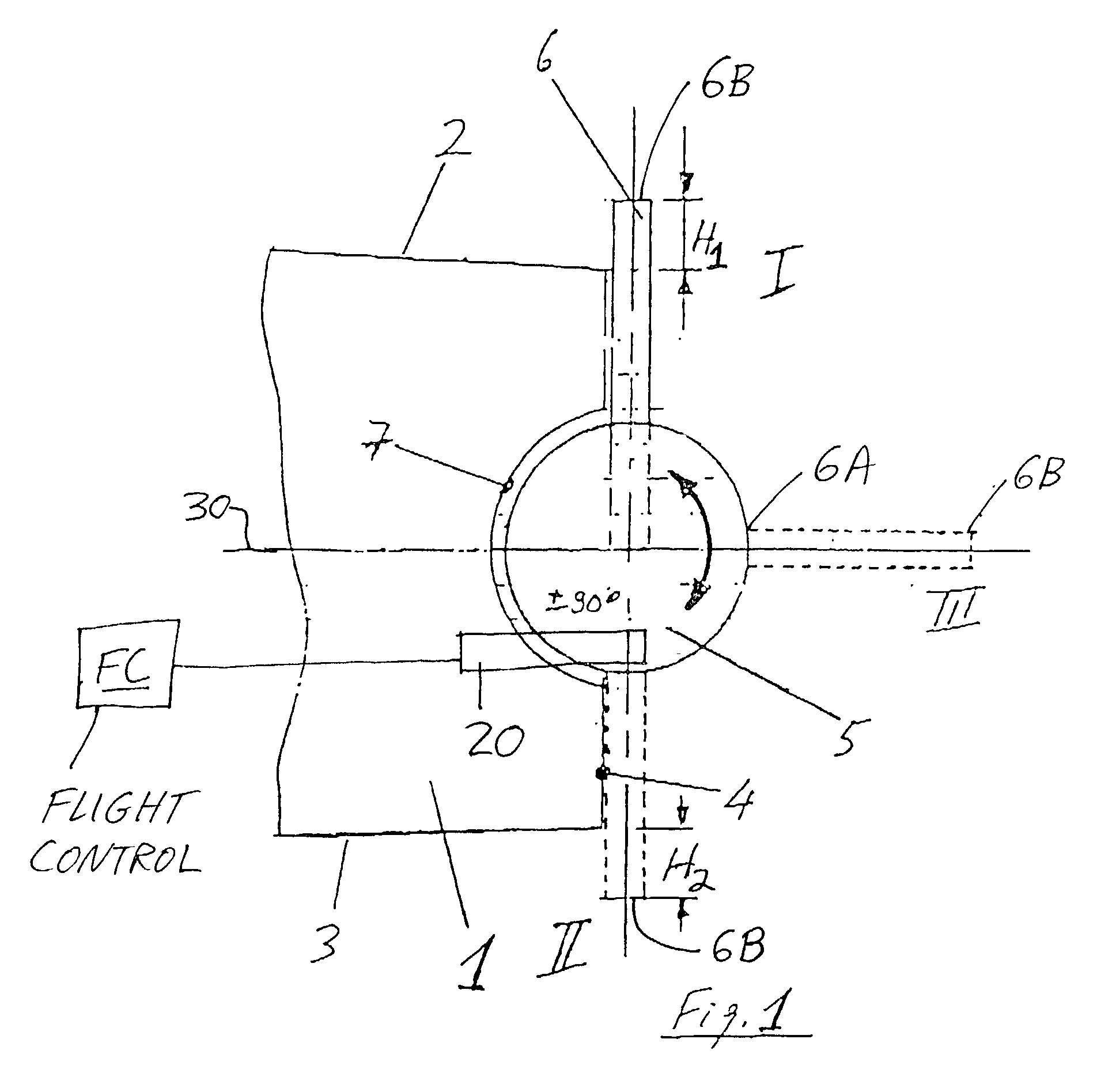 Flap arrangement for varying the aerodynamic lift generated by an aerodynamic element of an aircraft