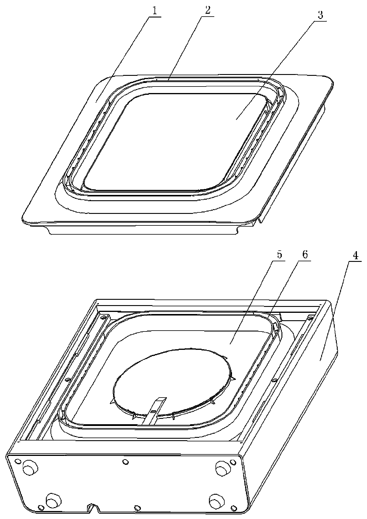 Effective region maximized illumination and wind outtake combined electric appliance device