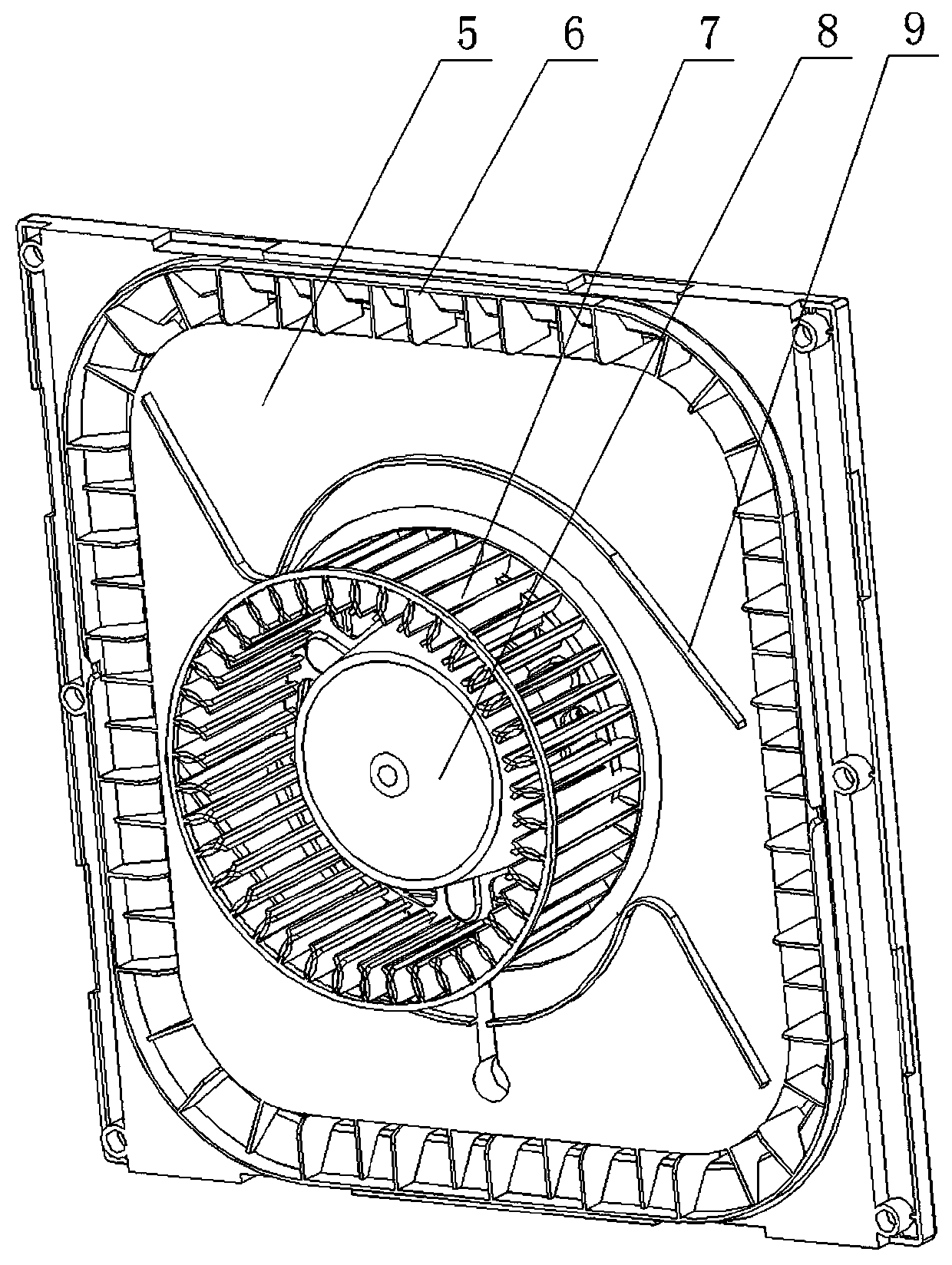 Effective region maximized illumination and wind outtake combined electric appliance device