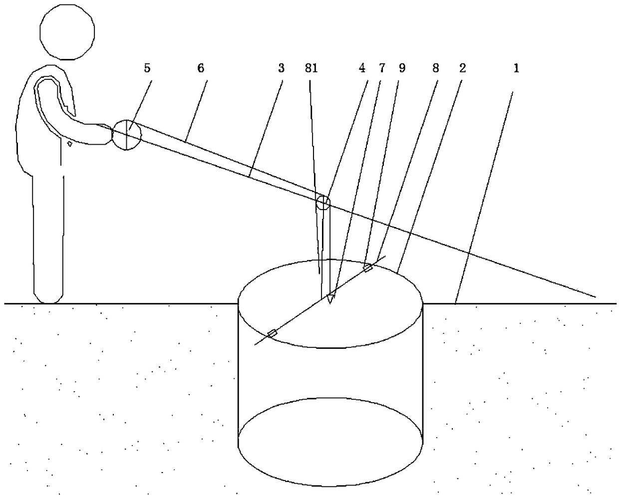 Mechanism for measuring depth of hole in pile foundation