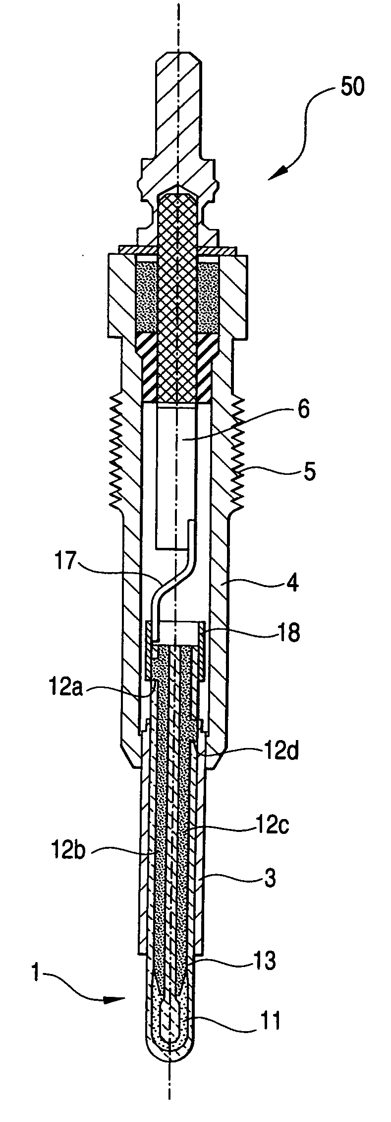 Ceramic heater, glow plug, and ceramic heater manufacturing method