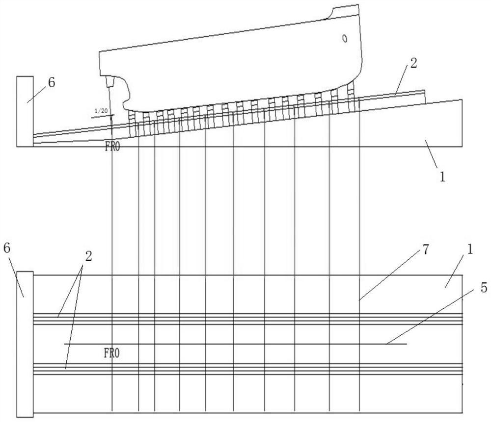 Method for drawing grid lines of inclined slipway