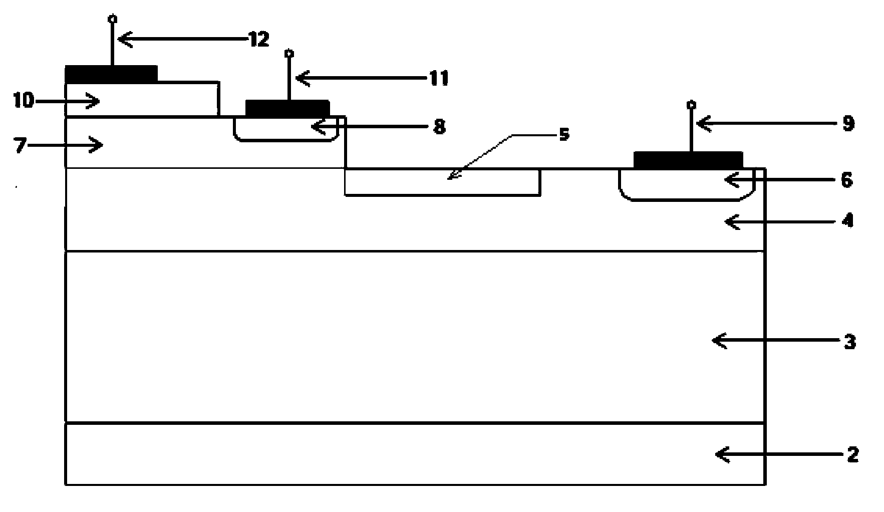 Transversal bipolar transistor with low-ratio on-resistance