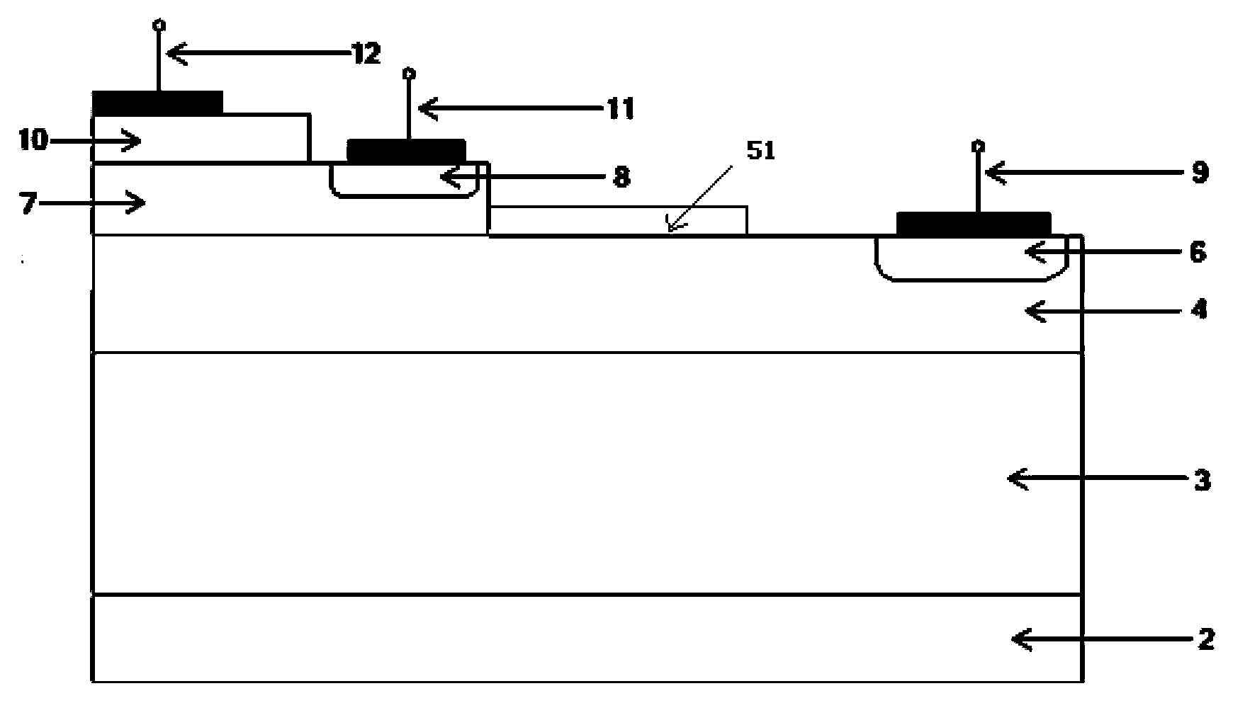 Transversal bipolar transistor with low-ratio on-resistance